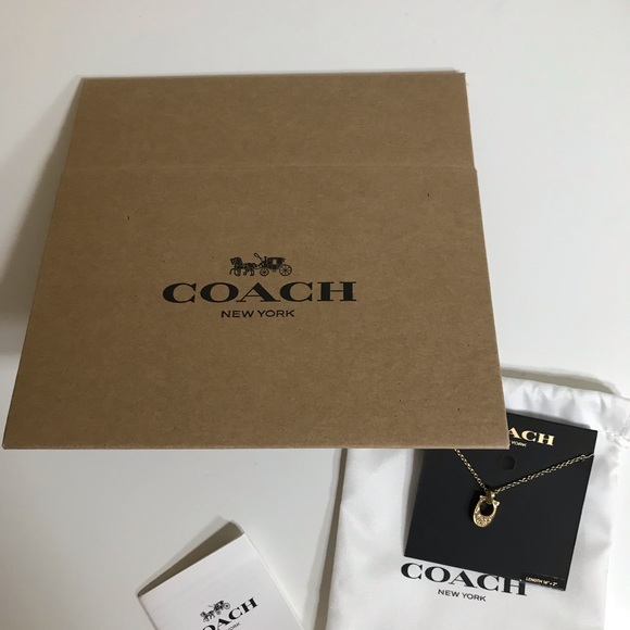Coach Pave Signature C Gold Necklace - Picture 8 of 8